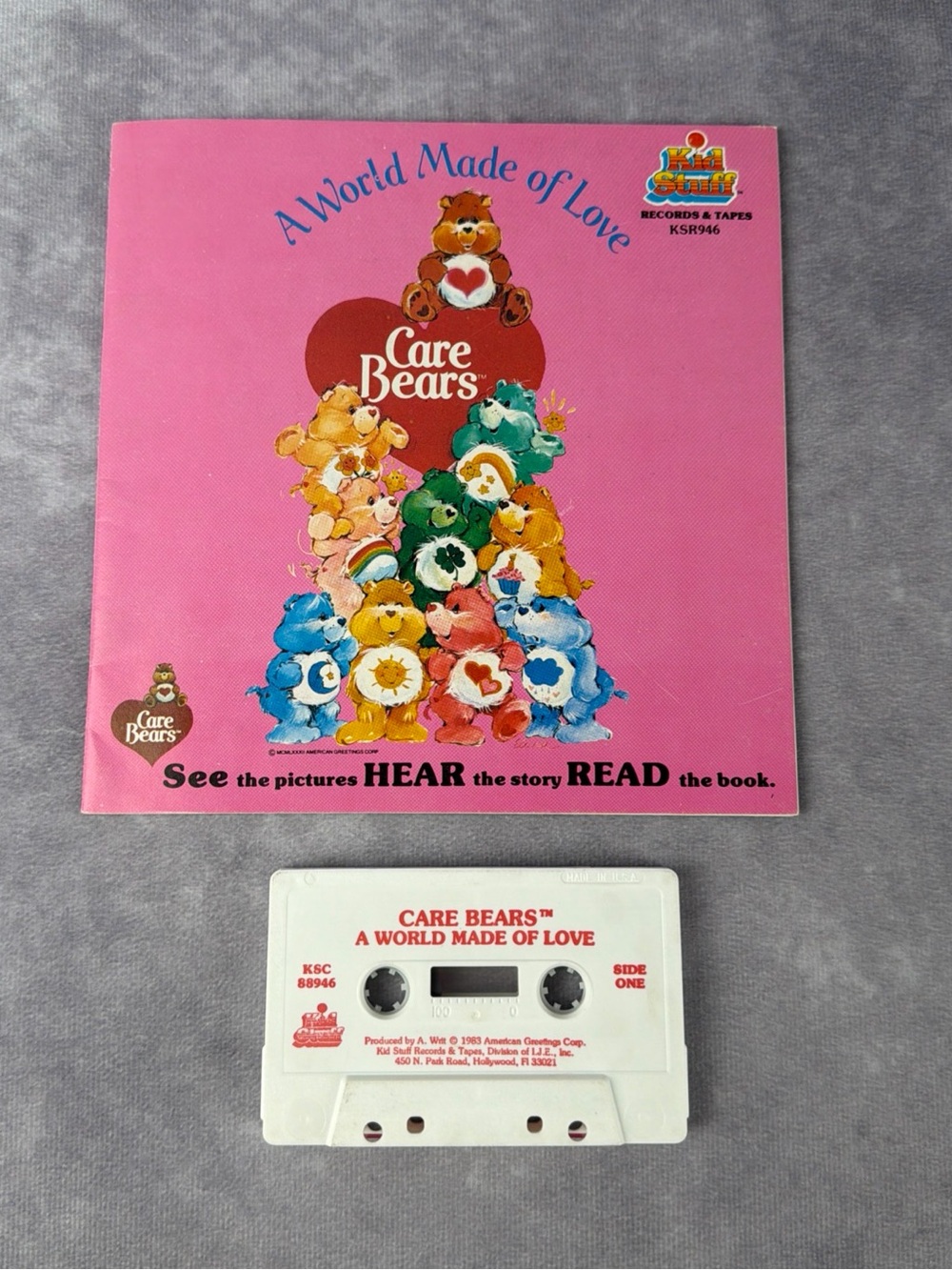 Vintage 1983 Care Bears A World Made Of Love Read Along Book & Cassette Tape Set